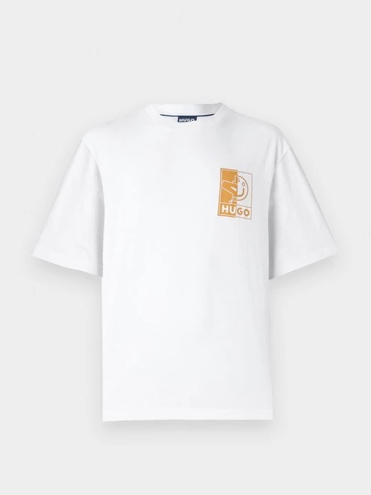 Foto van product T-shirt print Hugo wit