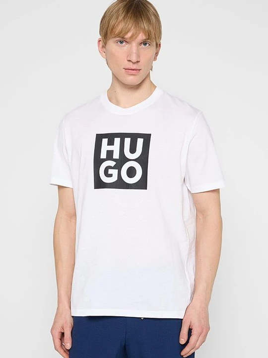 Foto van product T-shirt print Hugo wit