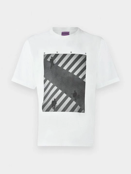 Foto van product T-shirt print Hugo wit
