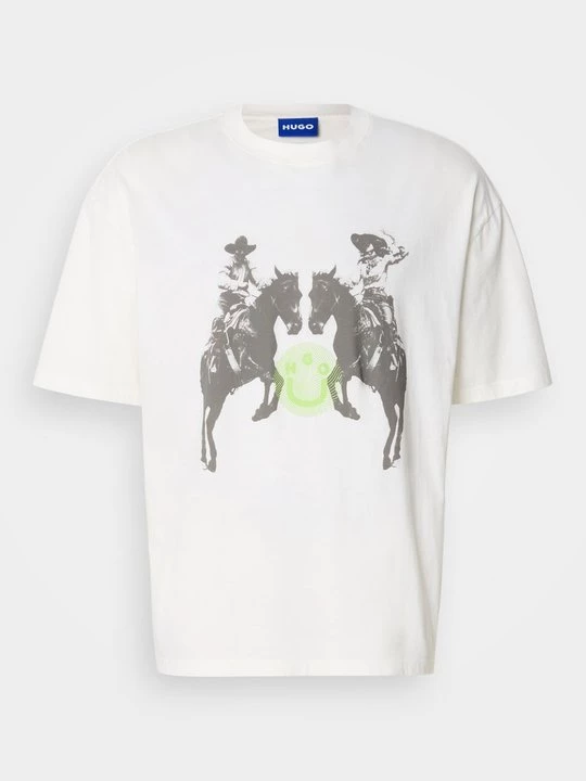 Foto van product T-shirt print Hugo wit