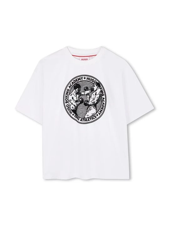 Foto van product T-shirt print Hugo wit