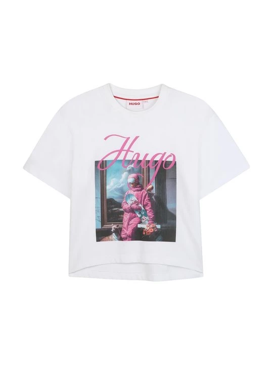Foto van product T-shirt print Hugo wit