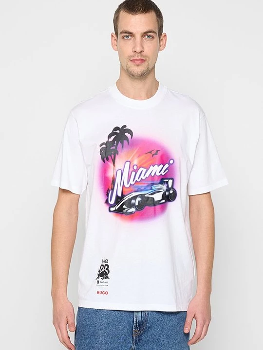 Foto van product T-shirt print Hugo wit