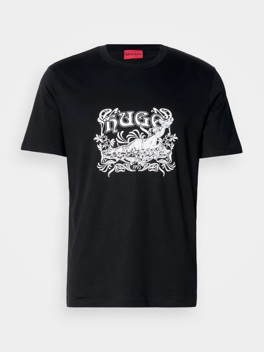 Foto van product T-shirt print Hugo zwart