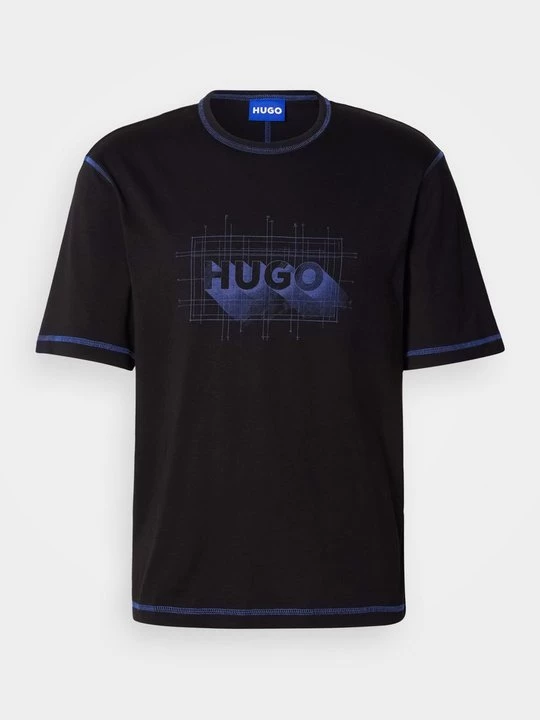Foto van product T-shirt print Hugo zwart