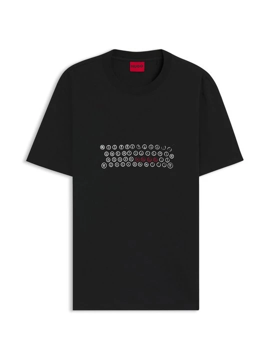 Foto van product T-shirt print Hugo zwart