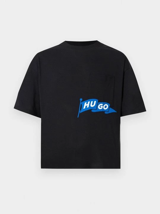 Foto van product T-shirt print Hugo zwart