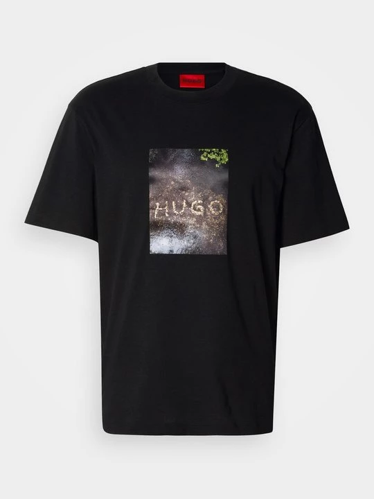 Foto van product T-shirt print Hugo zwart