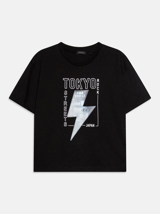 Foto van product T-shirt print IKKS zwart