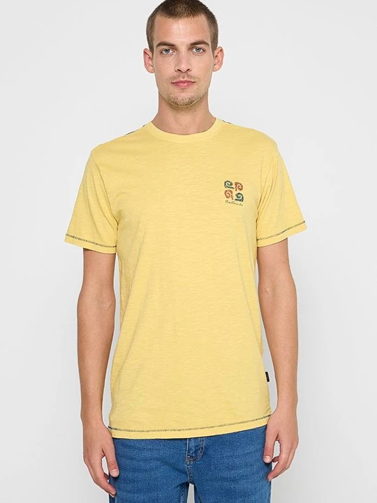 Foto van product T-shirt print INDICODE geel