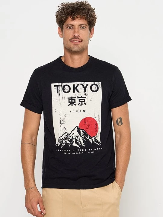 Foto van product T-shirt print INDICODE zwart