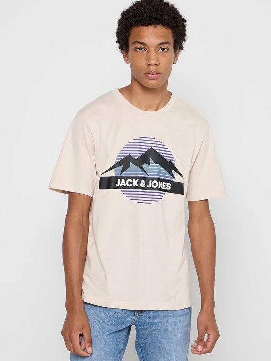 Foto van product T-shirt print Jack&Jones beżowy