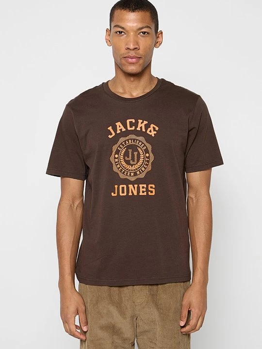 Foto van product T-shirt print Jack&Jones donkerbruin