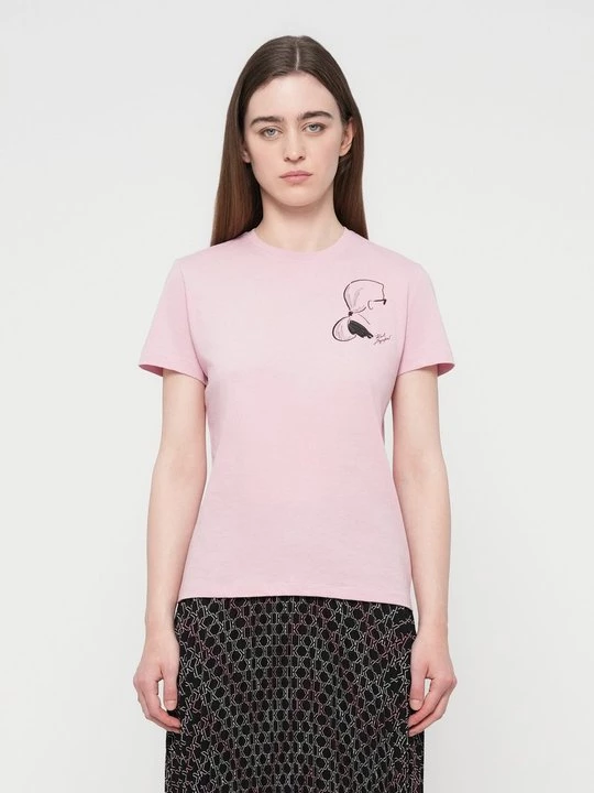 Foto van product T-shirt print KARL LAGERFELD donkerroze
