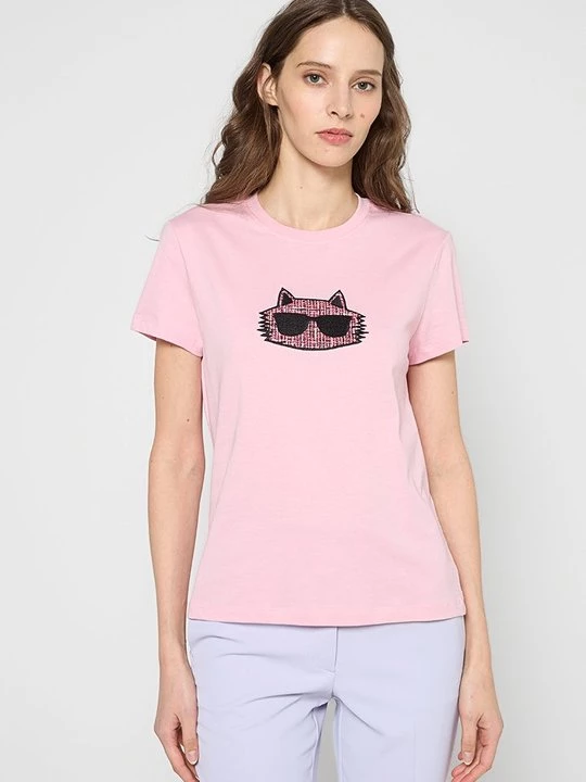 Foto van product T-shirt print KARL LAGERFELD donkerroze