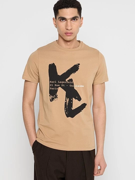 Foto van product T-shirt print KARL LAGERFELD zandkleur