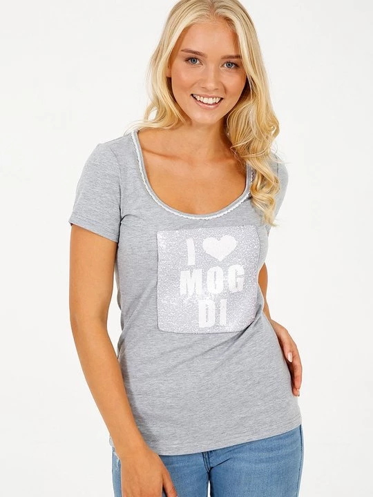 Foto van product T-shirt print Krüger Dirndl grijs