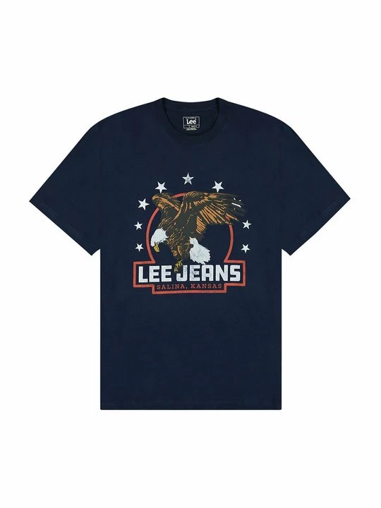 Foto van product T-shirt print Lee donkerblauw