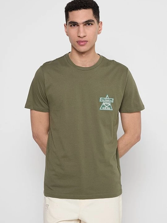 Foto van product T-shirt print Lee olijfgroen