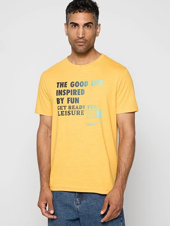 Foto van product T-shirt print Lerros geel