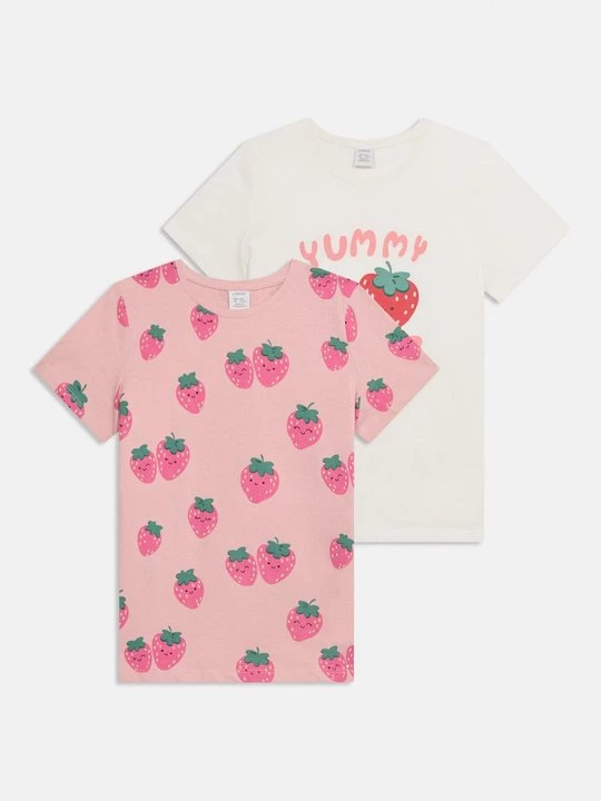 Foto van product T-shirt print Lindex donkerroze