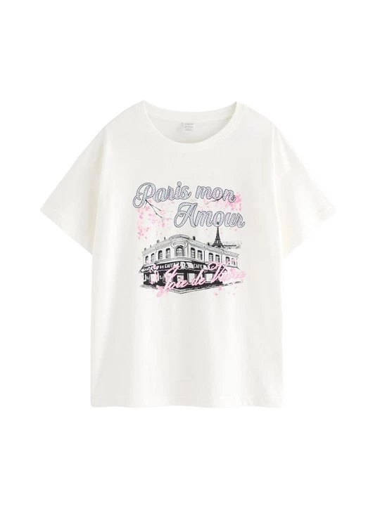 Foto van product T-shirt print Lindex wit