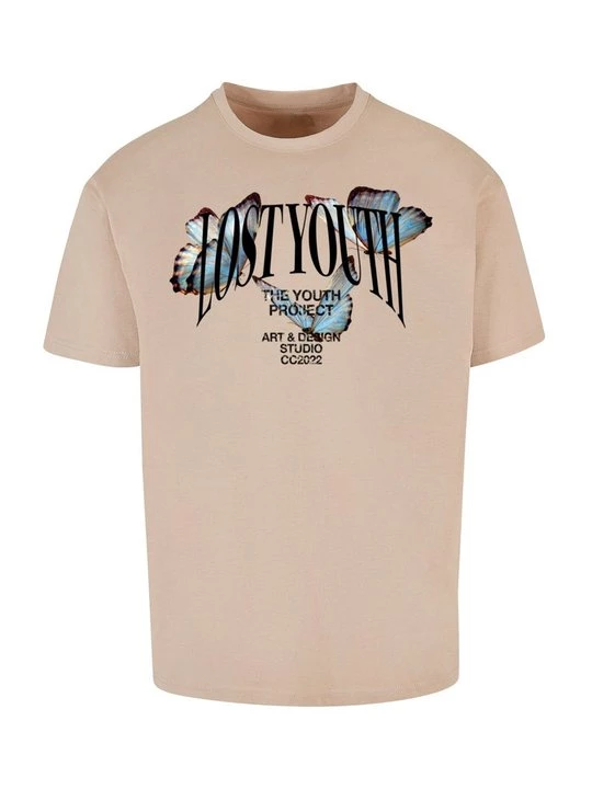 Foto van product T-shirt print Lost Youth zandkleur