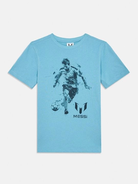 Foto van product T-shirt print Messi lichtblauw