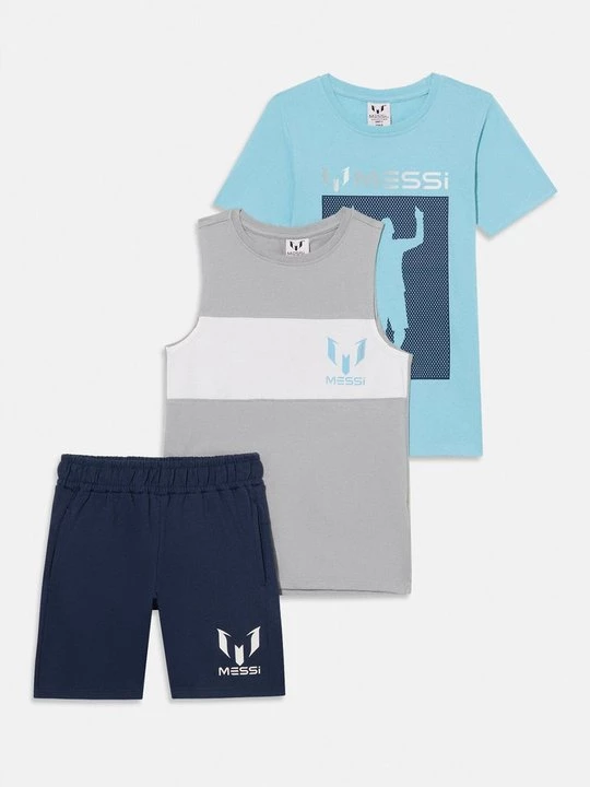 Foto van product T-shirt print Messi lichtblauw