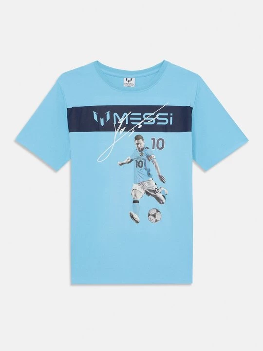 Foto van product T-shirt print Messi lichtblauw