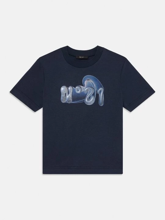 Foto van product T-shirt print N°21 donkerblauw
