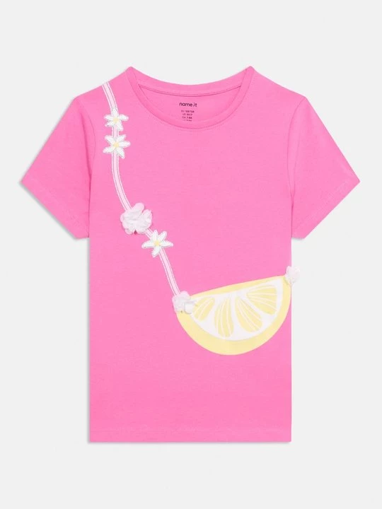 Foto van product T-shirt print NAME IT donkerroze