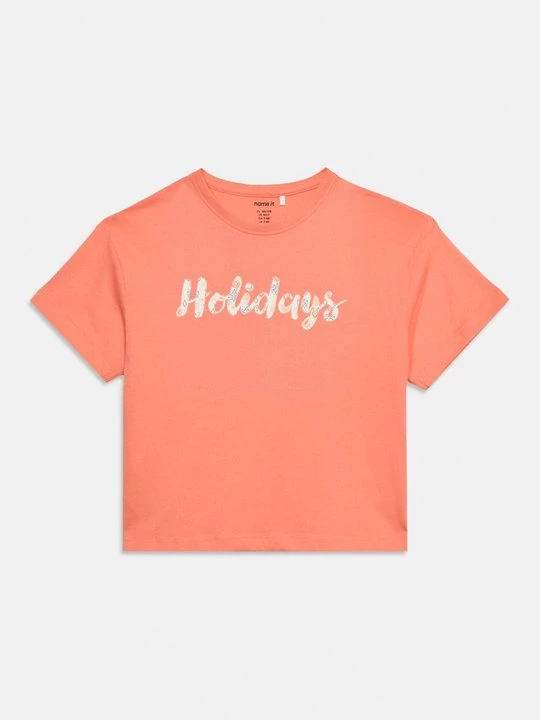 Foto van product T-shirt print NAME IT koraalrood