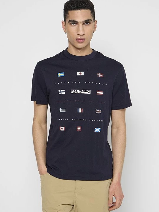 Foto van product T-shirt print Napapijri donkerblauw