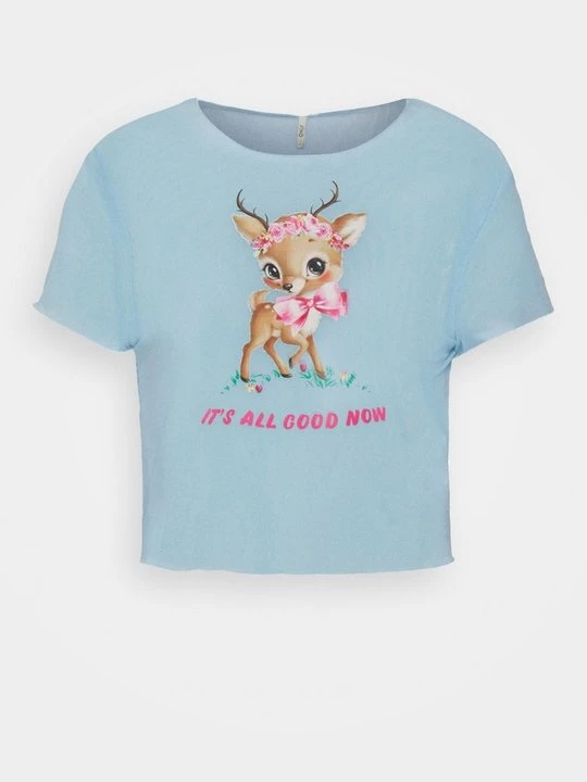 Foto van product T-shirt print Neon & Nylon lichtblauw