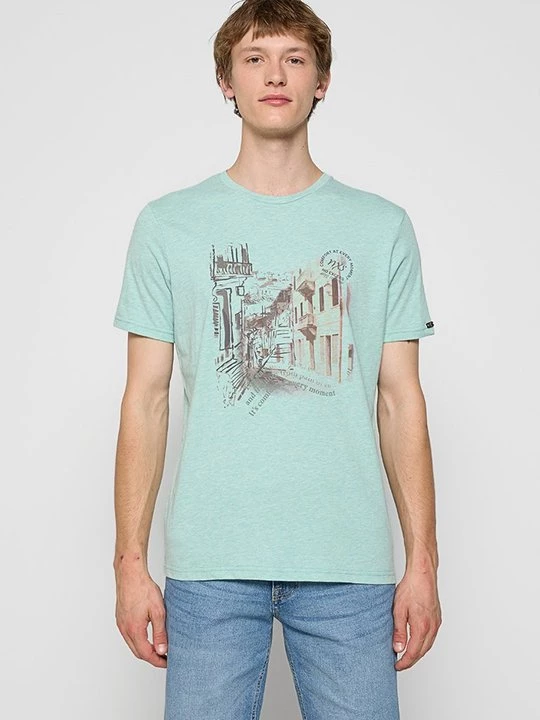 Foto van product T-shirt print No Excess mintgroen