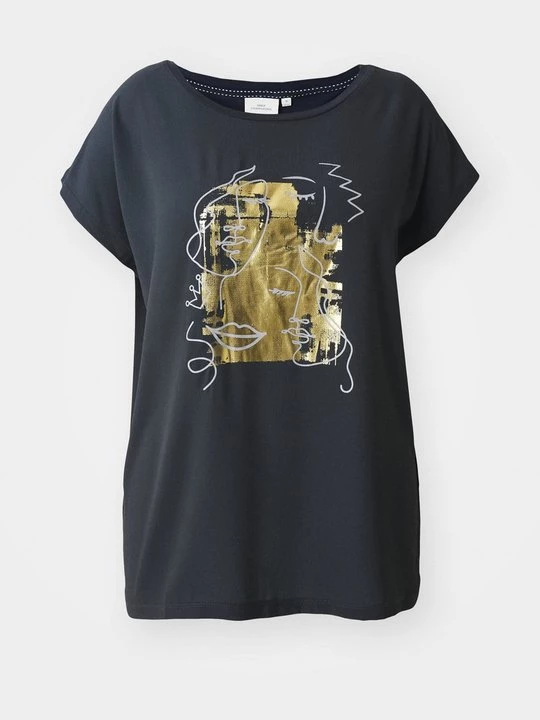 Foto van product T-shirt print ONLY Carmakoma donkerblauw