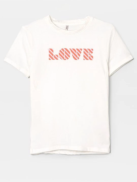 Foto van product T-shirt print ONLY GIRLS crème