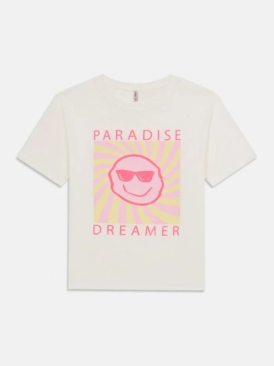 Foto van product T-shirt print ONLY GIRLS crème