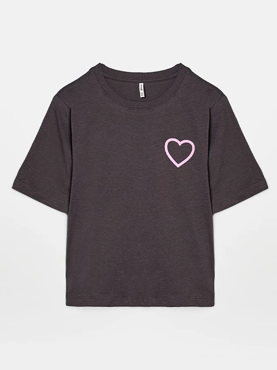Foto van product T-shirt print ONLY GIRLS donkergrijs