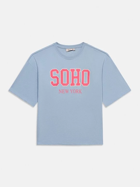 Foto van product T-shirt print ONLY GIRLS lichtblauw