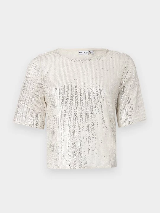 Foto van product T-shirt print Pieces crème