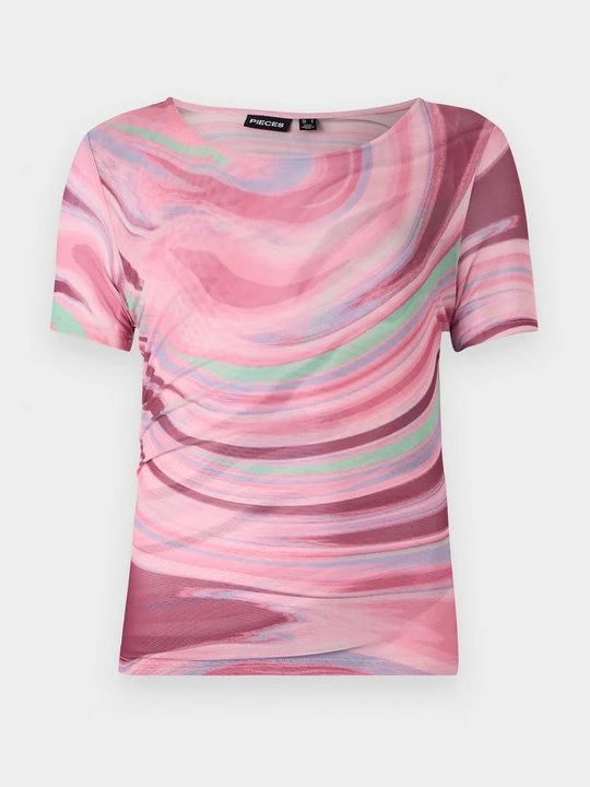 Foto van product T-shirt print Pieces donkerroze