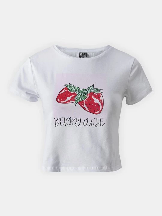 Foto van product T-shirt print Pieces wit