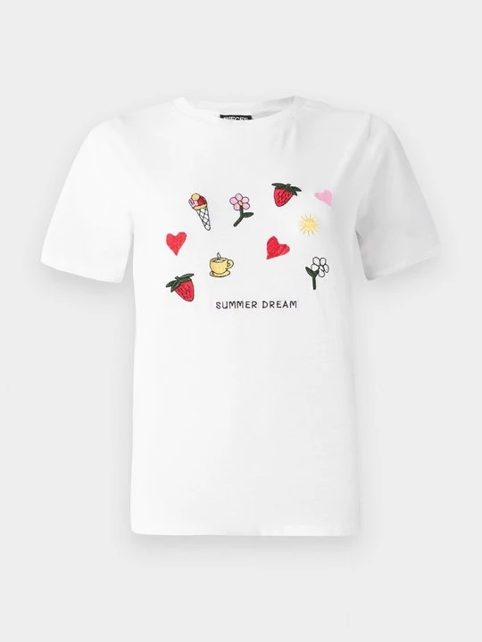 Foto van product T-shirt print Pieces wit