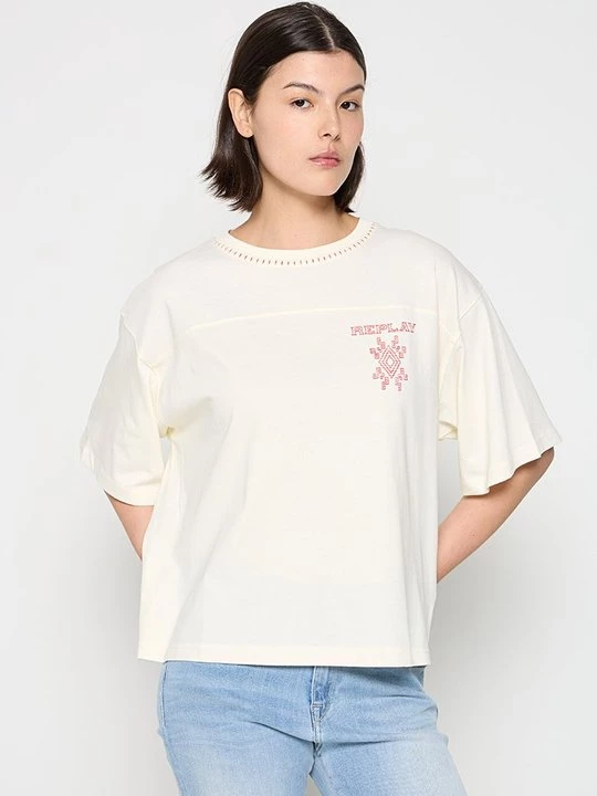 Foto van product T-shirt print Replay crème