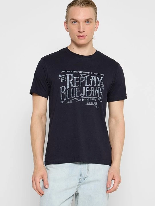 Foto van product T-shirt print Replay donkerblauw