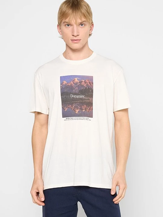 Foto van product T-shirt print Revolution crème