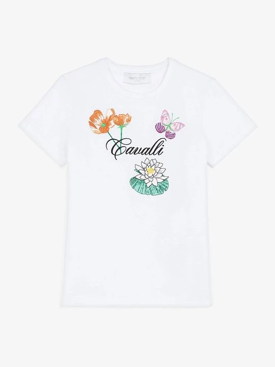 Foto van product T-shirt print Roberto Cavalli wit