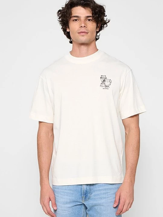 Foto van product T-shirt print Selected crème